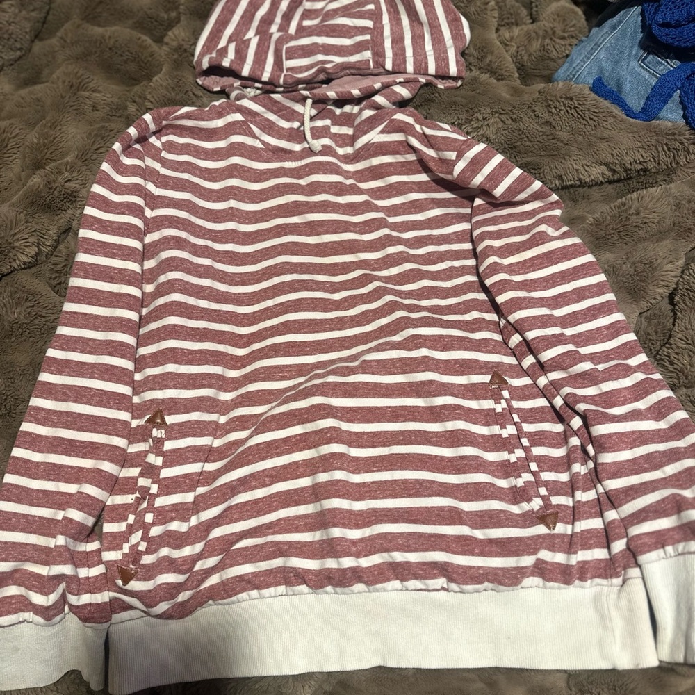 Darling Red and White Striped Hoodie